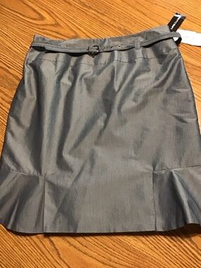Tailored Grey Pencil Skirt with Slim Belt size 14